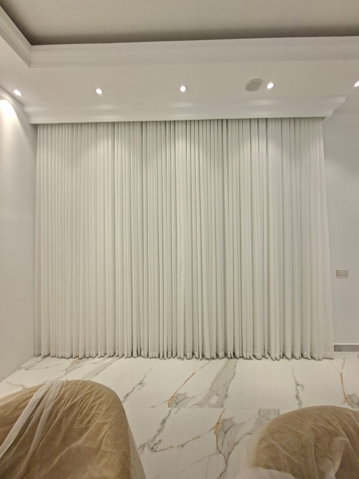 Custom home curtains in a Qatari villa living room (view 3)